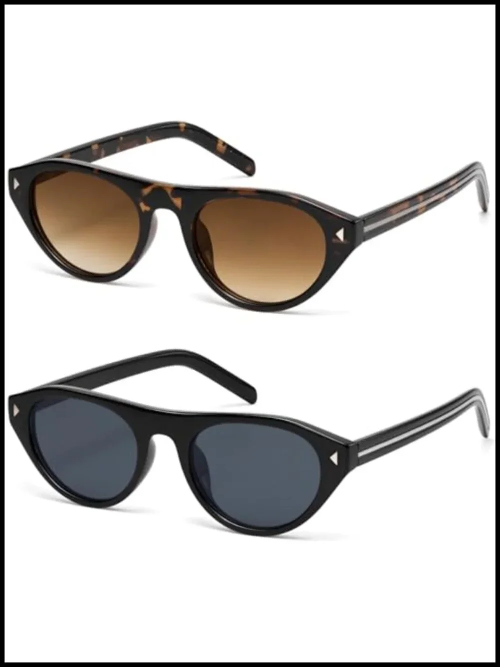 Vintage Retro Oval Cat Eye Sunglasses UV400 Protection Lightweight PC Frame
